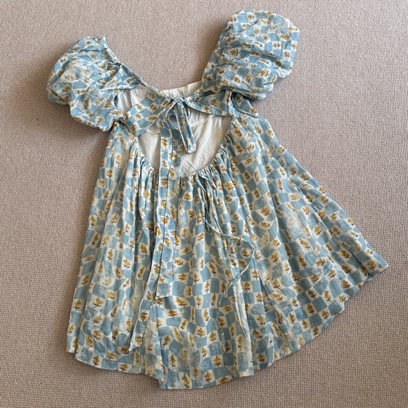 Free People Marina Mini Dress in printed Ivory Baby Blue Combo. NWT - Picture 6 of 6